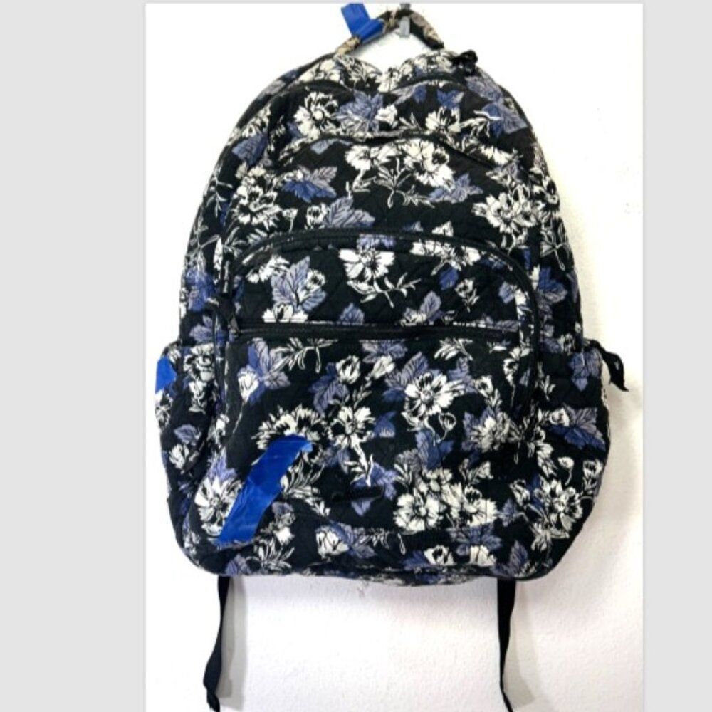 Vera Bradley bookbag black blue everyday casual Campus Backpack floral FLAWED - Picture 14 of 14